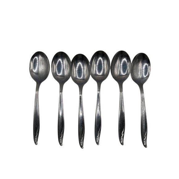 Set Of 6 Table spoons Bermuda Stainless Glossy WM Rogers & Son Vintage 1970-1980 - Picture 2 of 4